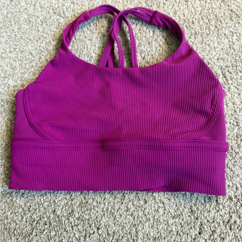 Lululemon Ribbed Strappy Sports Bra – Magenta, Size 6